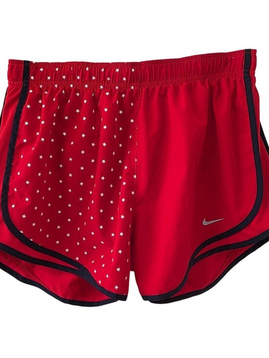 Nike Dri-Fit Tempo Running Shorts Women Sz L Red Stars USA Print Lightweight NEW - Picture 1 of 10